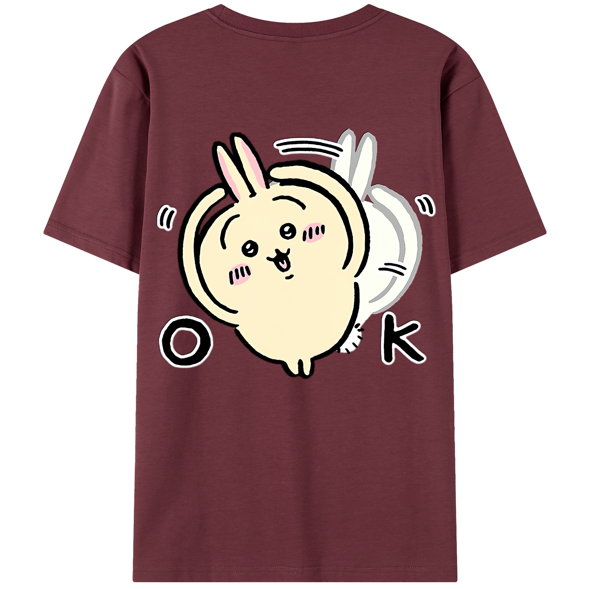 （画像用） ちいかわ うさぎ Chii-kawa usagi 綿100％半袖Tシャツ（背面プリント）